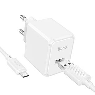Адаптер мережевий Hoco Micro USB cable Ocean single port charger CS11A |1USB, 2.1A/10.5W| білий