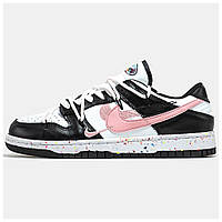 Женские кроссовки Nike SB Dunk x Off White Low Black White Pink, черно-белые кожаные кроссовки найк сб данк