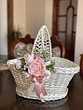 Корзина плетена з білої лози з декором. Арт:4057, фото 2