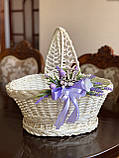 Корзина плетена з білої лози з декором. Арт:4057, фото 4