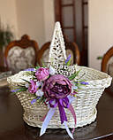 Корзина плетена з білої лози з декором. Арт:4057, фото 3