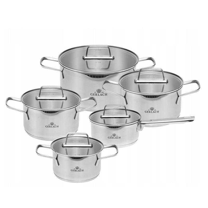 Набір каструль 10 предметів із неіржавкої сталі Gerlach Ambiente (5901035504400)