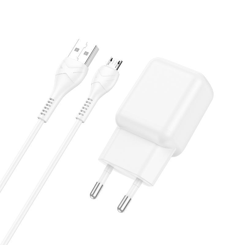 Адаптер мережевий Hoco Micro USB cable single port charger set C96A |1USB, 2.1A| білий, фото 1