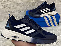 Мужские беговые кроссовки Adidas сеточка Адидас текстиль подошва пена повседневные Весна-Лето. Синего цвета