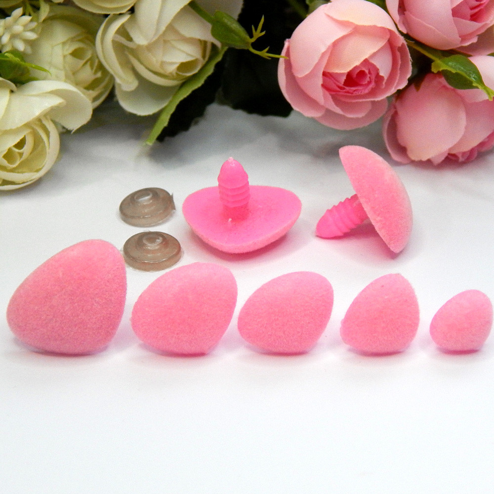 Носик для іграшок флок, 20х15 мм + кріплення, рожевий