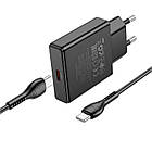 Адаптер мережевий HOCO Type-c to Type-C Delgado single port charger N37 |Type-C, 20W/3A, PD/QC| чорний, фото 4