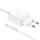 Адаптер мережевий BOROFONE Type-C to Lightning Cable Reacher dual Port charger set BN9 |2Type-C, 35W/3A, PD/QC| білий, фото 4