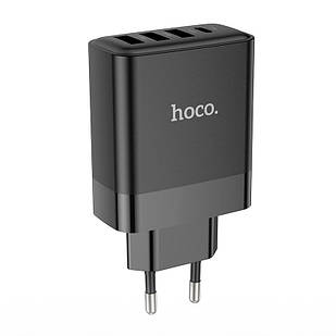 Адаптер мережевий Hoco Intelligent four-port C127A |3USB/1TypeC, 45W/3A, PD/QC| чорний