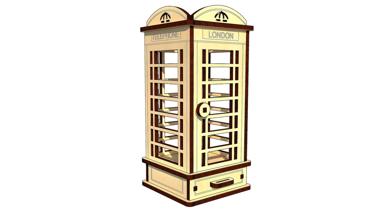 "Лондонський телефон", дерев'яний конструктор, 22 деталі,  3D-пазл, фото 1