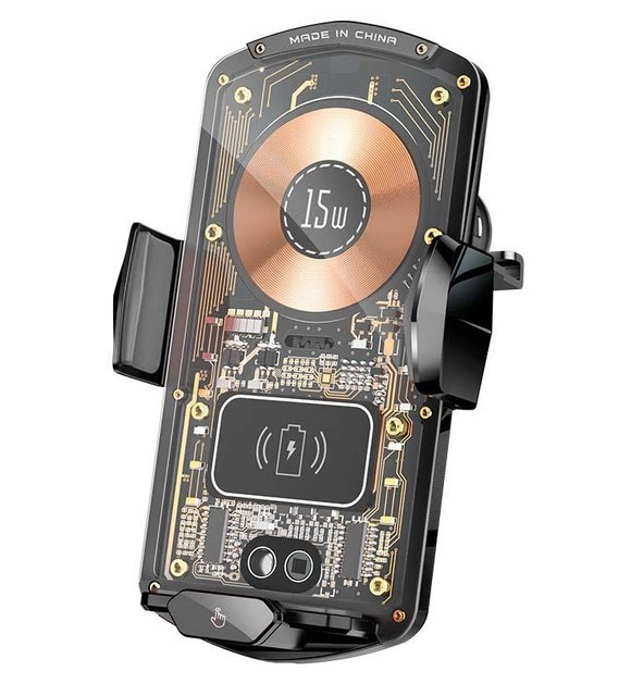 Тримач Auto open-close Transparent Wireless Charger XYJ A6 |15W, RGB| чорний Без бренду