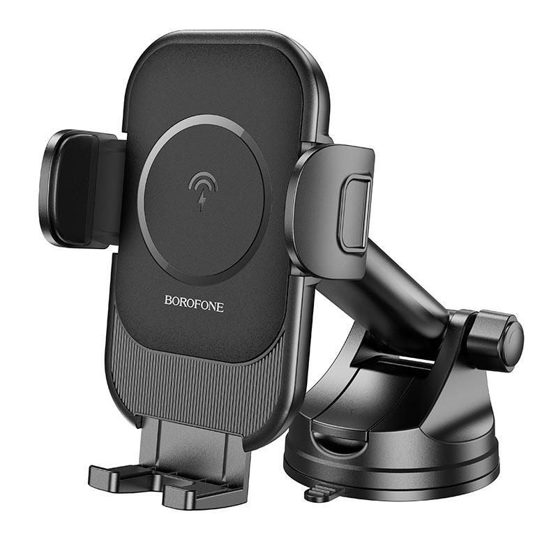 Тримач Borofone Blue Charm wireless fast charging Car holder BH203 (center console) |15W, 4.5-7"| чорний