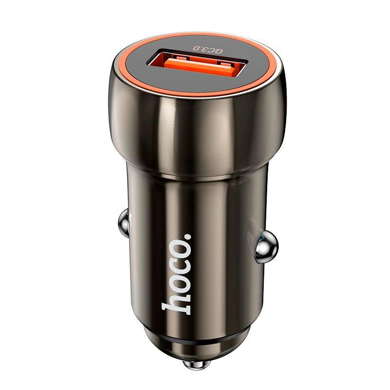 Адаптер автомобільний HOCO shield single port Car charger Z46 |1USB, 18W/3A, QC| сірий