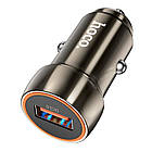 Адаптер автомобільний HOCO shield single port Car charger Z46 |1USB, 18W/3A, QC| сірий, фото 2