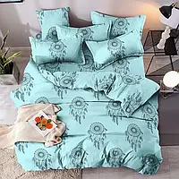 Голубой светлый семейный набор хлопкового постельного белья с принтом ловец снов из Бязи Gold Черешенка™