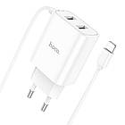Адаптер мережевий Hoco Lightning Cable Courser dual-port charger C103A |2USB, 2.1A| білий, фото 2
