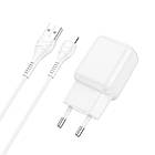 Адаптер мережевий Hoco Lightning cable single port charger set C96A |1USB, 2.1A| білий, фото 2