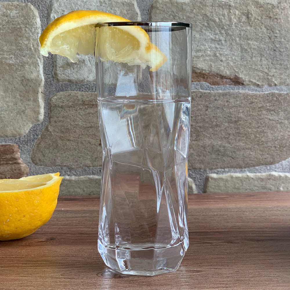 Склянка хайбол "Прозора геометрія" зі срібною облямівкою, 250мл