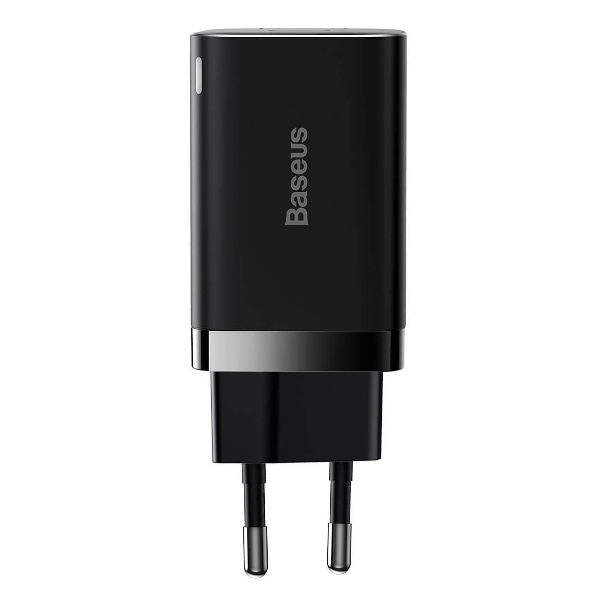 Адаптер мережевий BASEUS Super si Pro Quick Charge |1USB/1Type-C, 30W/3A, PD/QC| (CCSUPP-E02) чорний