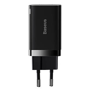 Адаптер мережевий BASEUS Super si Pro Quick Charge |1USB/1Type-C, 30W/3A, PD/QC| (CCSUPP-E02) чорний