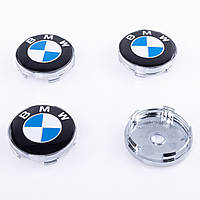 Колпачки заглушки на литые диски BMW БМВ 60 мм бело синие