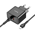 Адаптер мережевий HOCO Type-C to Lightning Cable Triumph charger set N29 |2Type-C, 35W/3A, PD/QC| чорний, фото 3