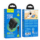 Адаптер мережевий HOCO Type-C to Lightning Cable Triumph charger set N29 |2Type-C, 35W/3A, PD/QC| чорний, фото 5