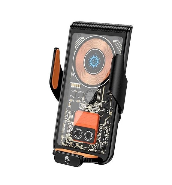 Тримач Auto open-close Transparent Wireless Charger XYJ L9 |15W, RGB| чорний Без бренду