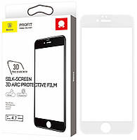 Защитное стекло iPhone 6/6S с белой рамкой 0.3mm 3D Silk-Screen Arc Protective Film Baseus (SGAPIPH6S-B3D02)