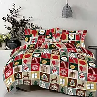 Двуспальный набор постельного белья с новогодним принтом180*220 из Бязи Gold, от производителя Черешенка™