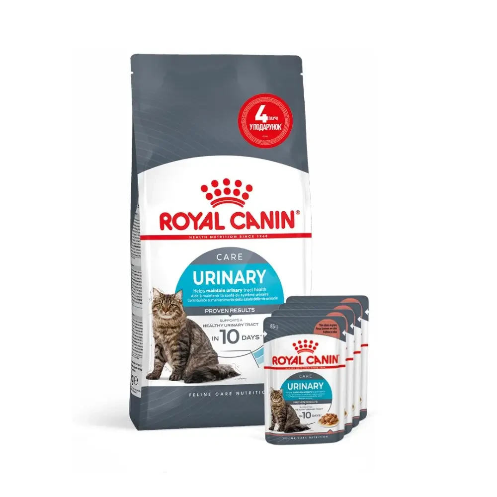 Набір корму для котів Royal Canin Urinary Care 2 кг + 4 pouch вологого корму - домашня птиця