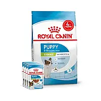 Набор корма для щенков Royal Canin X-Small Puppy 1,5 кг + 4 pouch влажного корма - домашняя птица