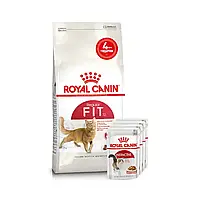 Набор корма для кошек Royal Canin Fit 32, 2 кг + 4 pouch влажного корма - домашняя птица