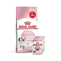 Набір корму для кошенят Royal Canin Kitten 2 кг + 4 pouch вологого корму - домашня птиця