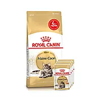 Набор корма для кошек Royal Canin Maine Coon Adult 2 кг + 4 pouch влажного корма - домашняя птица