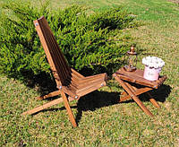 Мебель садовая, террасная, деревянная, Комплект Кентукки: Кресло + Стол, Цвет: Палисандр Код/Артикул 115 К-004