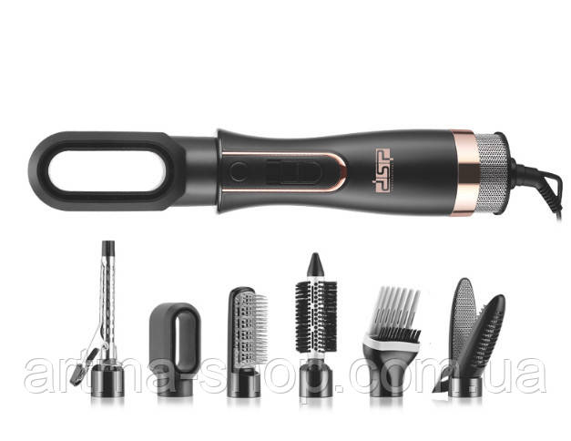 Фен стайлер плоский 7 в 1 DSP Мультистайлер для укладання та завивання волосся Потужність 800 Ватів Чорний