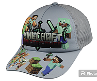 Бейсболка кепка летняя детская для мальчика Minecraft серая