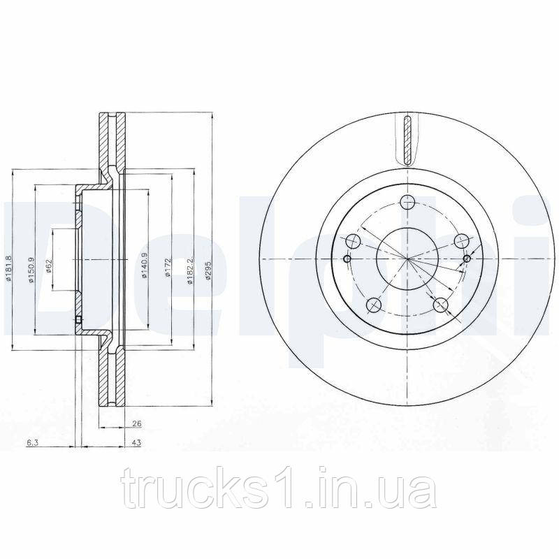 Комплект гальмівних дисків (2 шт) передн Лівий/Прав TOYOTA AURIS, AVENSIS, COROLLA VERSO 1.6-2.2D 04.04-09.12, фото 1