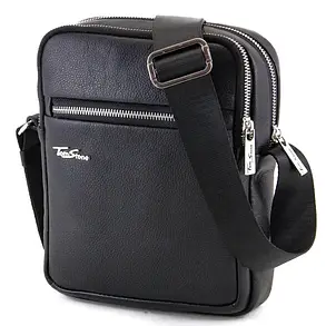 Сумка чоловіча шкіряна Tom Stone 801-В повсякденна чорна, фото 1