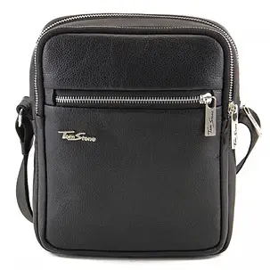 Сумка чоловіча шкіряна Tom Stone 801-В повсякденна чорна, фото 2