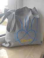Сумка Шоппер с вышивкой I Love Ukraine Серый Лен, эко сумка для покупок,шопер,сумка с вышивкой,сумка вышитая