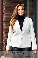 Классный женский пиджак из фактурного трикотажа, больших размеров от 48 до 56