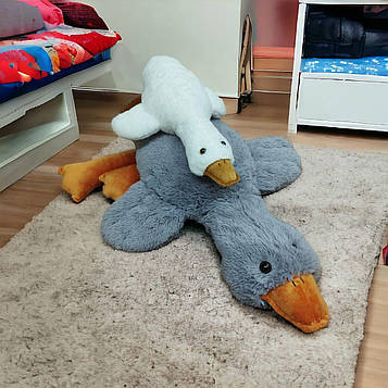 М'яка іграшка Гусак-обнімусь 90 см Довга м'яка іграшка для сну Іграшка гусак обнімусь Сірий