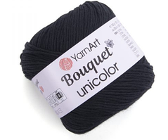 Нитки пряжа для в"язання бавовняна BOUQUET UNIKOLOR YarnArt Ярнарт Букет Униколор № 3202 - чорний