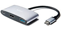 Адаптер WIWU Alpha 3 in 1 USB-C Hub C2H to 1xHDMI 1xType-C 1xUSB3.O gray