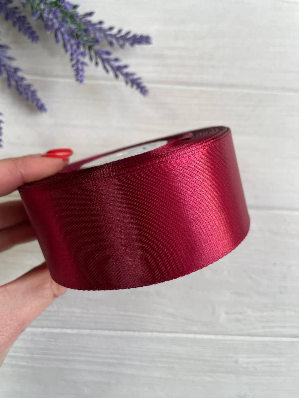 Стрічка атласна 4 см рулон 32,5 метра бургунді