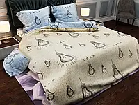 Двуспальный двухцветный набор постельного белья с принтом Лампочки 180*220 из Бязи Gold Черешенка