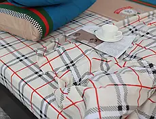 Стильний євро максі комплект постільної білизни в клітинку Burberry 200*220 бавовняний із Бязі Gold, Черешенька, фото 4
