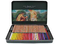 Цветные акварельные карандаши для рисования Fine ArtAqua набор 48 цветов в металлическом пенале + кисточка