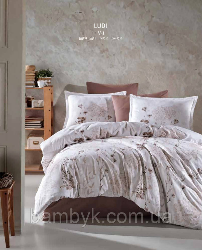 Постільна білизна Aran Clasy "Ludi V-1" ранфорс Ranforce бавовняна євро розміру Туреччина, фото 1